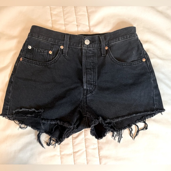 Levi's Pants - Levi's 501 Black Frayed Jean Shorts